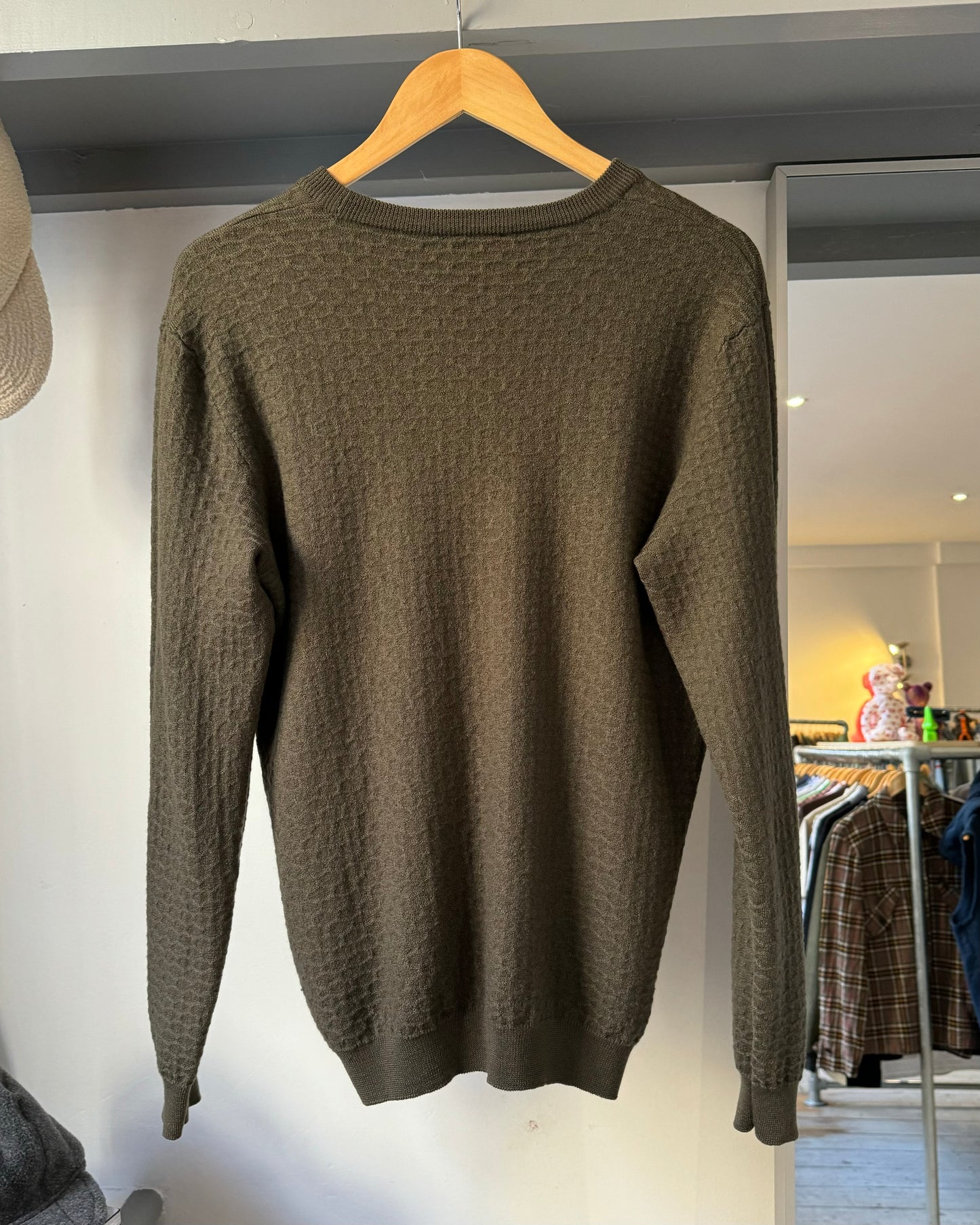 Organic Textured Olive Brown Knit Jumper  (~M~)