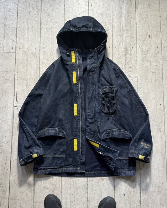 90s Drawcord Adjustment Toggle Feature Denim Parka Jacket (~XL~)