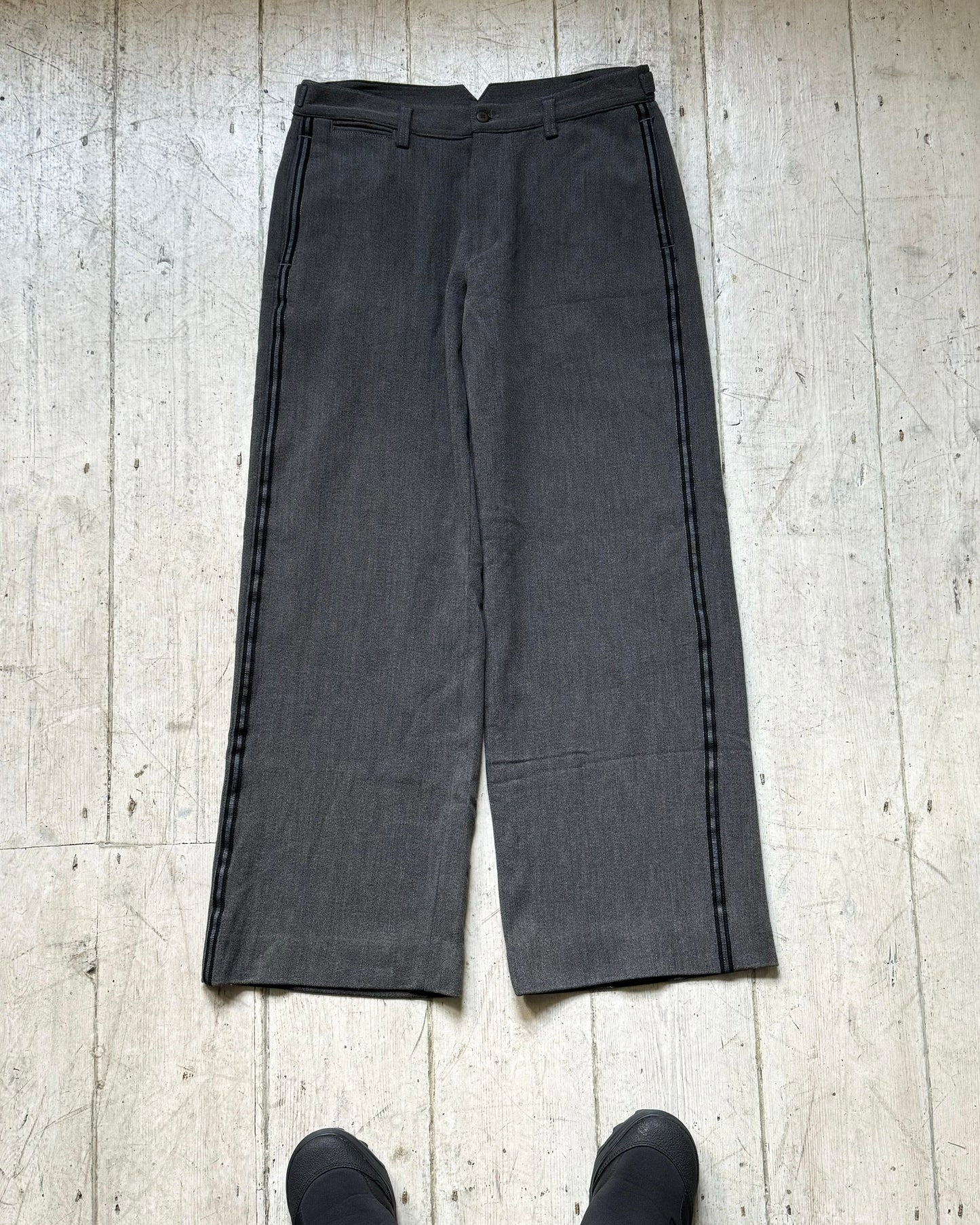 2003 Side Stripe Grey Virgin Wool / Cotton Blend Pants  (30~31)