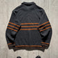 Early 2000s Grey Orange Striped  Zip Up Knit (~L~)