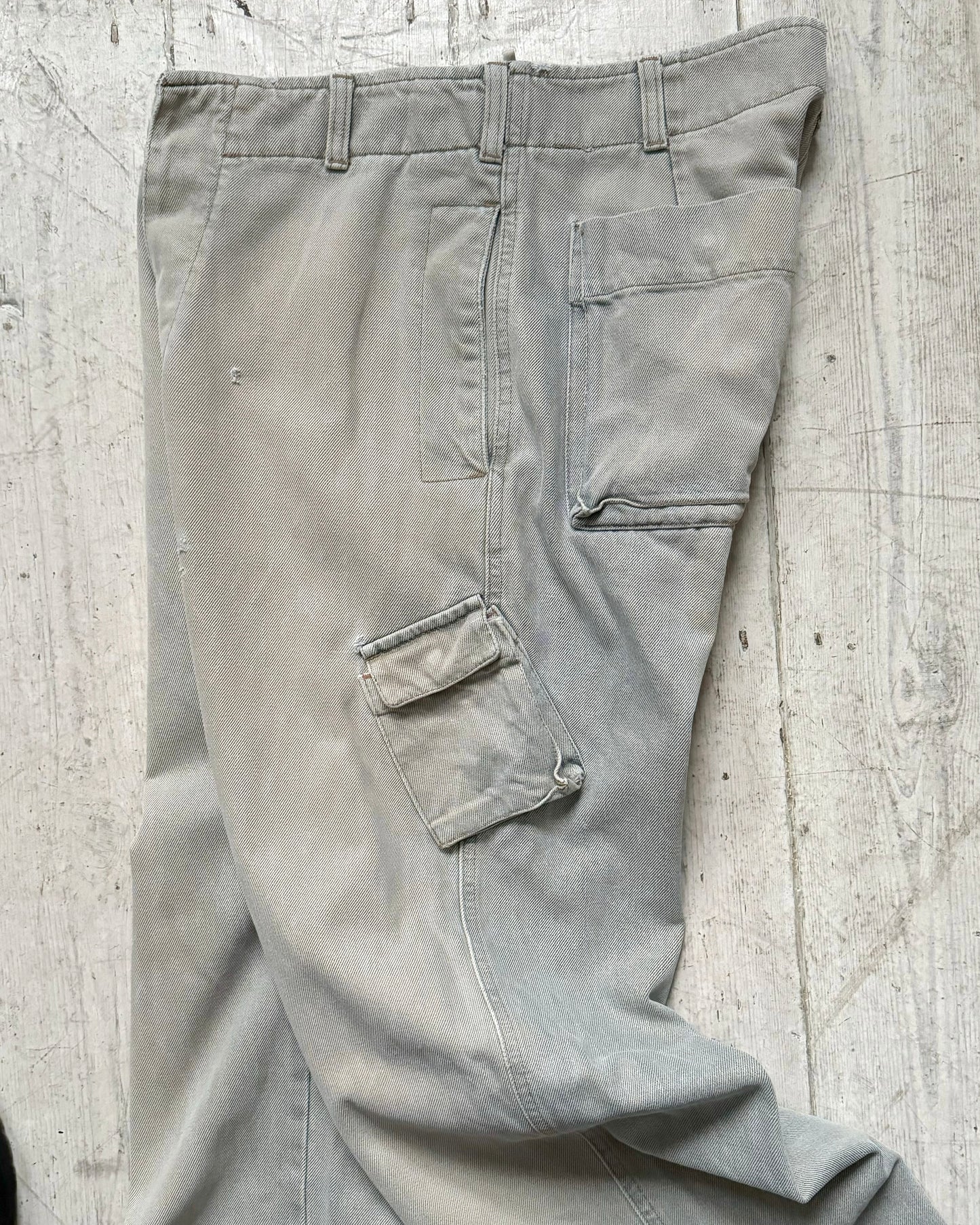 2000s Natural Dyeing Sand Tone Asymmetrical Cargo Denim /Jeans (30~32)