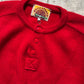 80s Maillaparty Red Submariner Style Henley Collar Knit Jumper  (S~M)