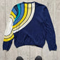 90s Blue Asymmetrical Ripple Pattern Knit Jumper (~M~)