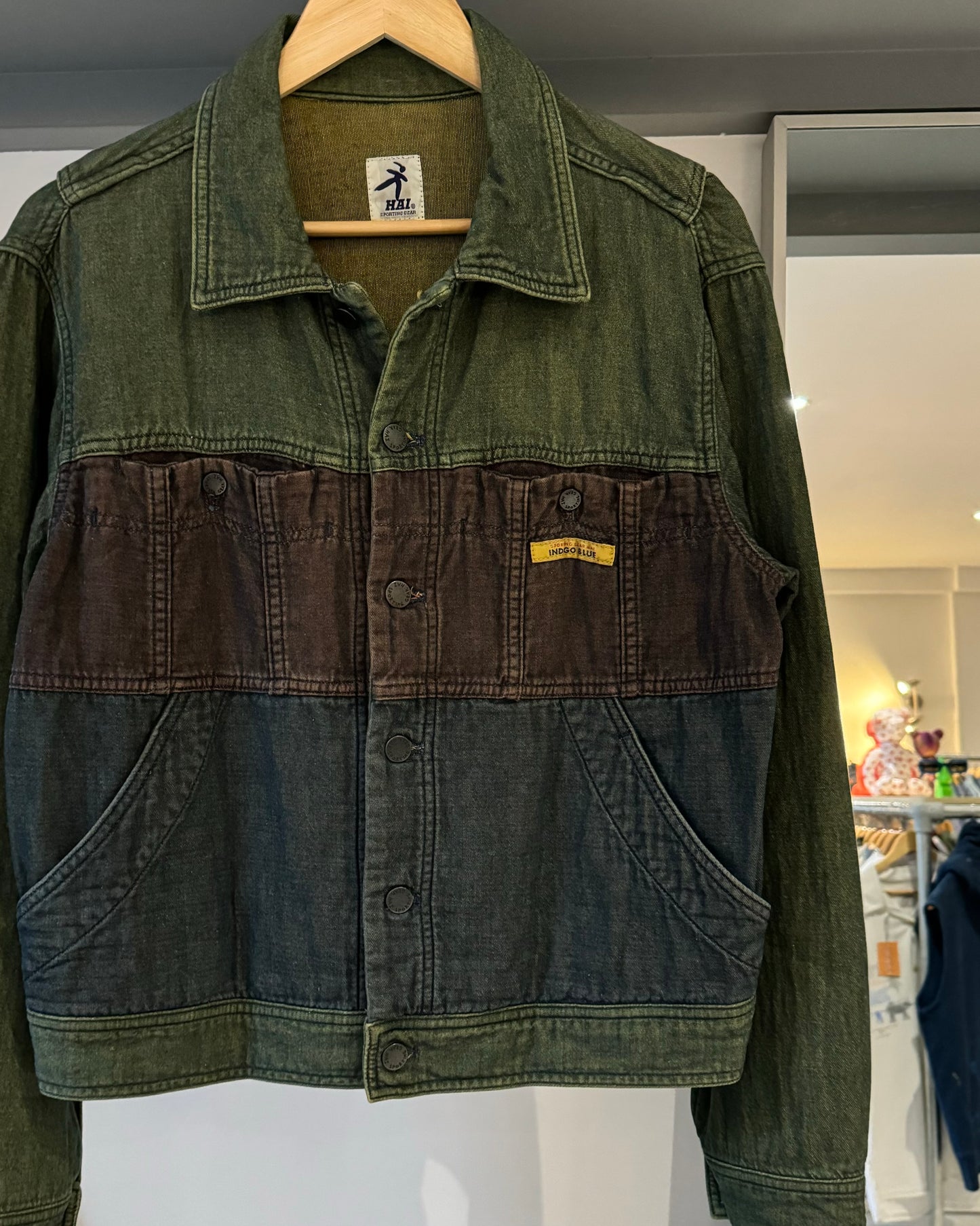 Green Brown Blue Panelled Trucker Jacket (~M~)