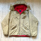 Early 2000s High Neck Beige Cross Pocket Padded Beige Red Jacket (L)