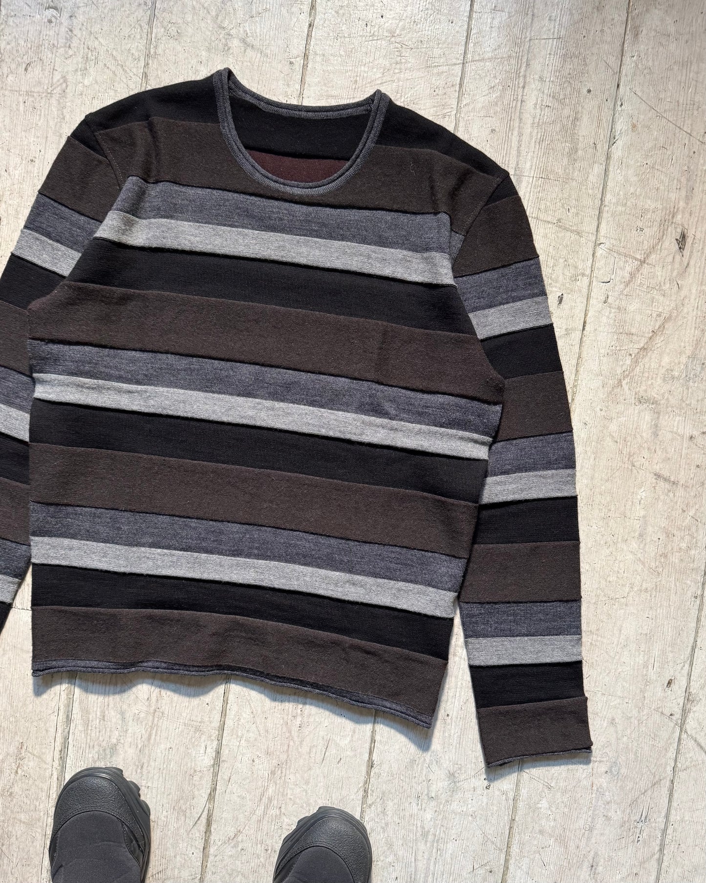 Autumn 2012 Greyscale 3- D Stripe  Knit Sweater / Jumper (S~M)