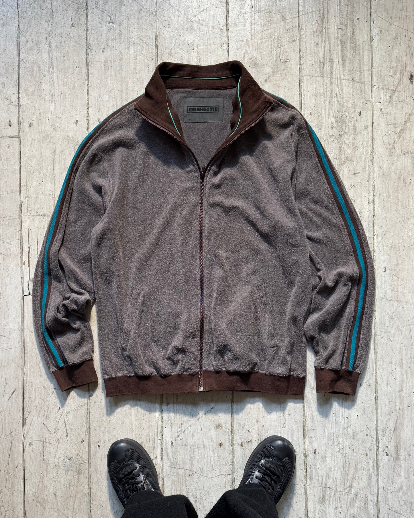 Brown /Teal  Velour Side Striped Track Top / Jumper (~XL~)