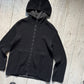 2000s Black Zip Up Waffle Knit Hoody (~XL~)