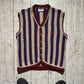 90s Beige Purple Burgundy Vertical Striped Knit Vest (~M~)