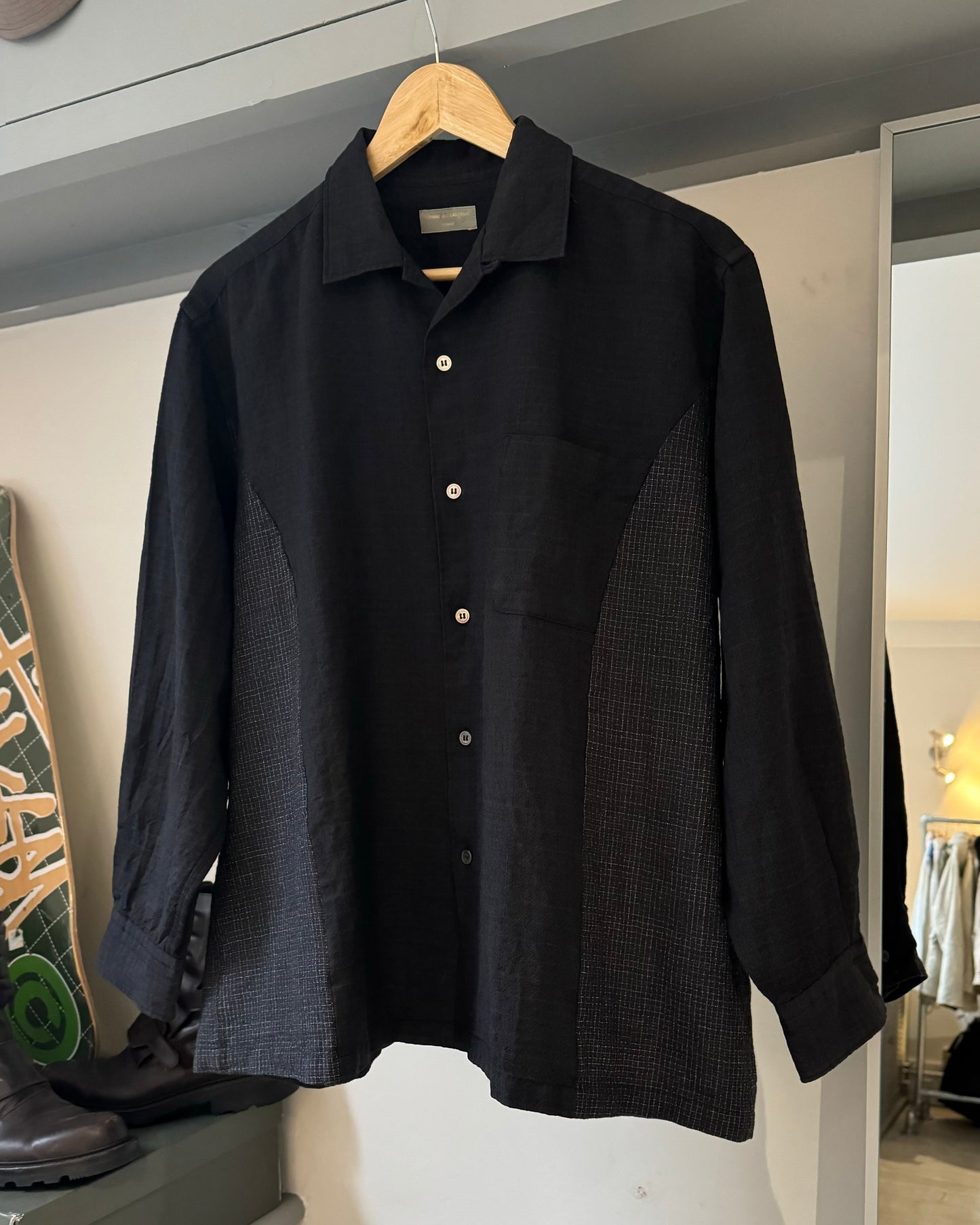 1997 Dual Micro Check Curved Panel  Shirt  (~M~)