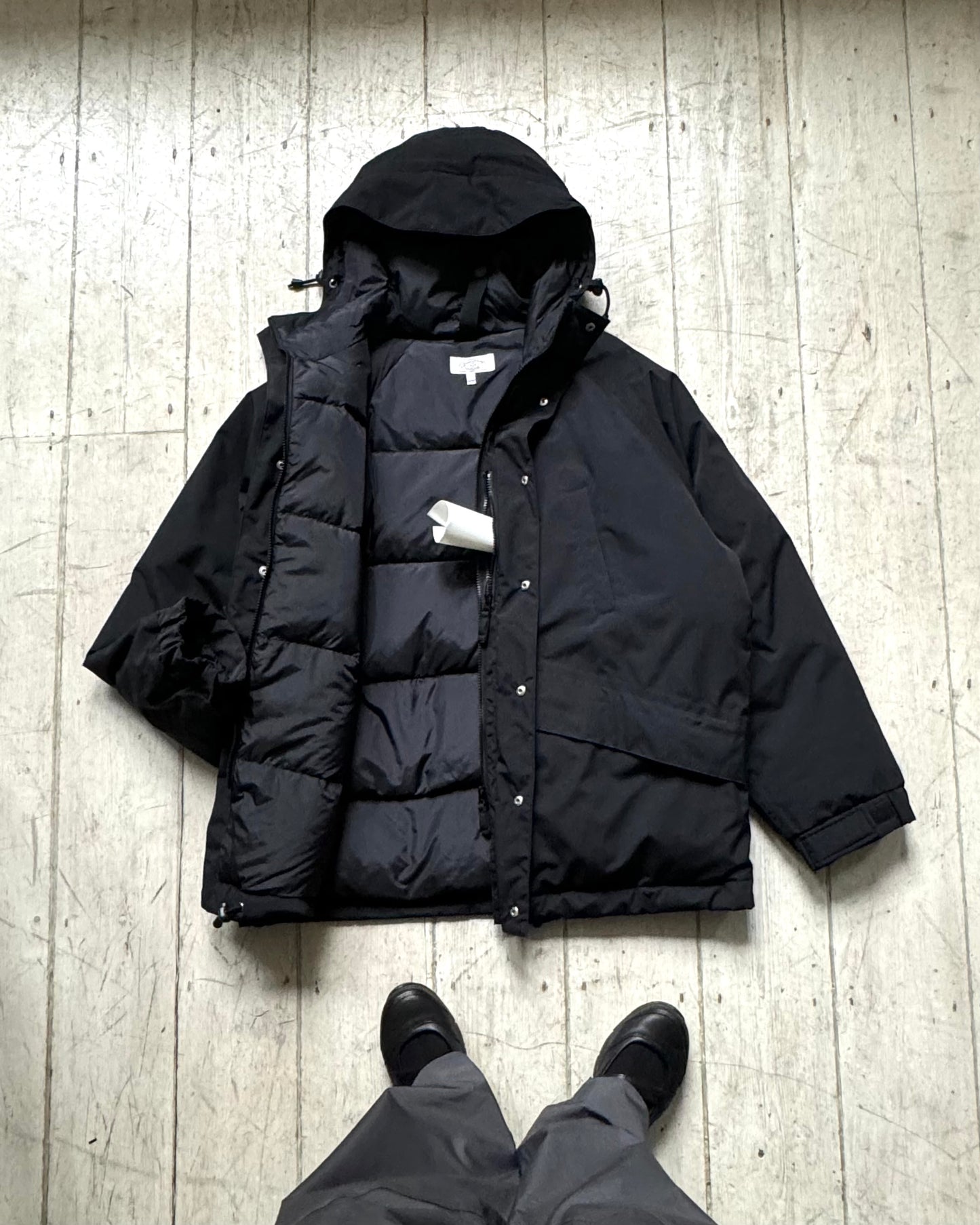 Early 2000s Black Padded Down Jacket / Parka (~XL~ )