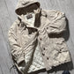 90s Beige Asymmetrical Quilted Beige Parka Jacket (~M~)