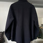 Early 2000s Tonal Textured Striped  Lined Zip Up Navy Overshirt Shirt  (~L~)