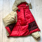 Early 2000s High Neck Beige Cross Pocket Padded Beige Red Jacket (L)