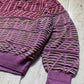 SS 1989 Purple / Red 3D Striped Pattern Knit LS Polo Jumper (~L~)