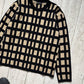 Autumn 2003 Beige Black Grid Knit Sweater / Jumper (~M~)