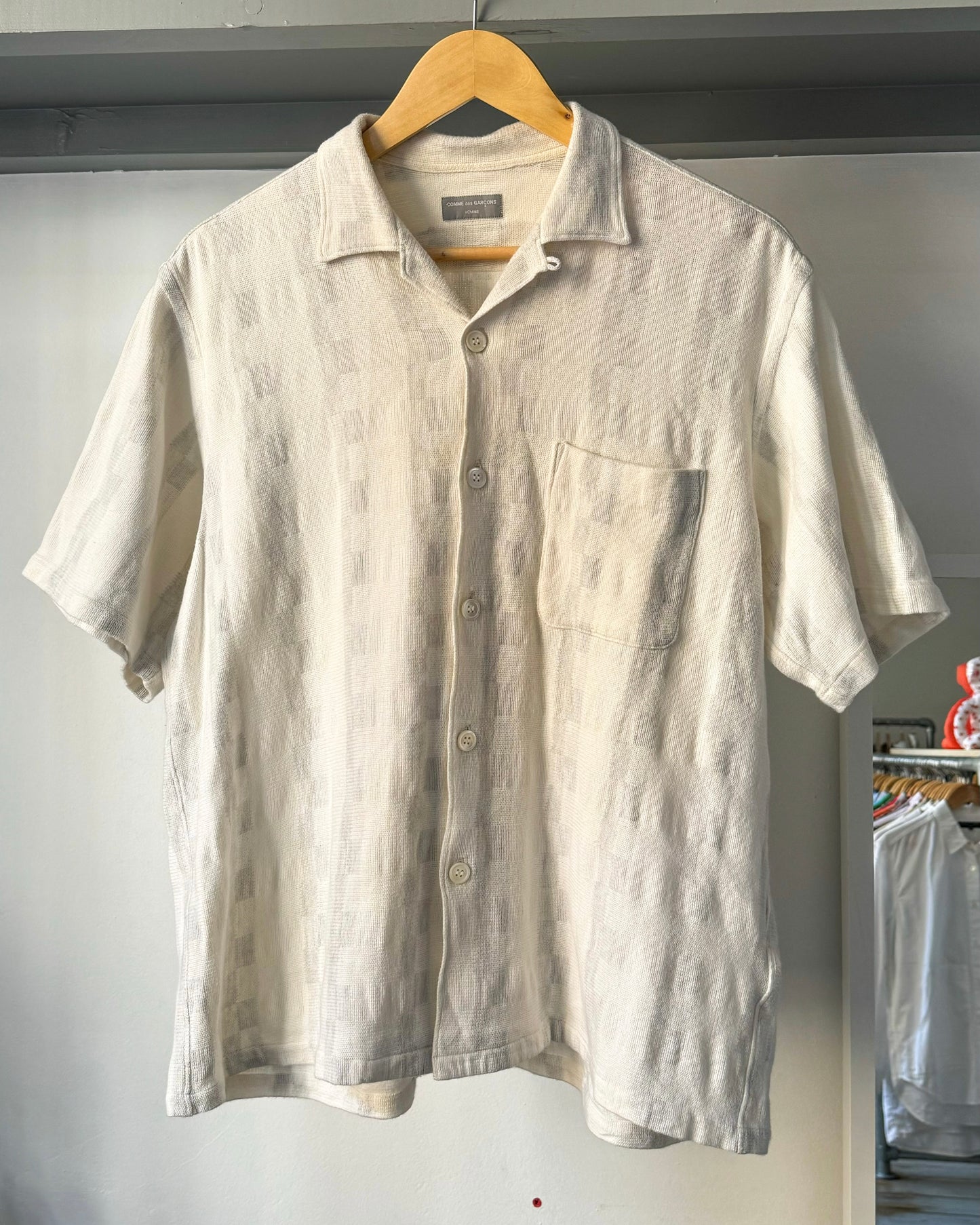 1996 Grey Cream Staggered Stripe Shirt (~L~)