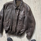 80s Brown Leather Detachable Fleece Lined Work Jacket (~L~)