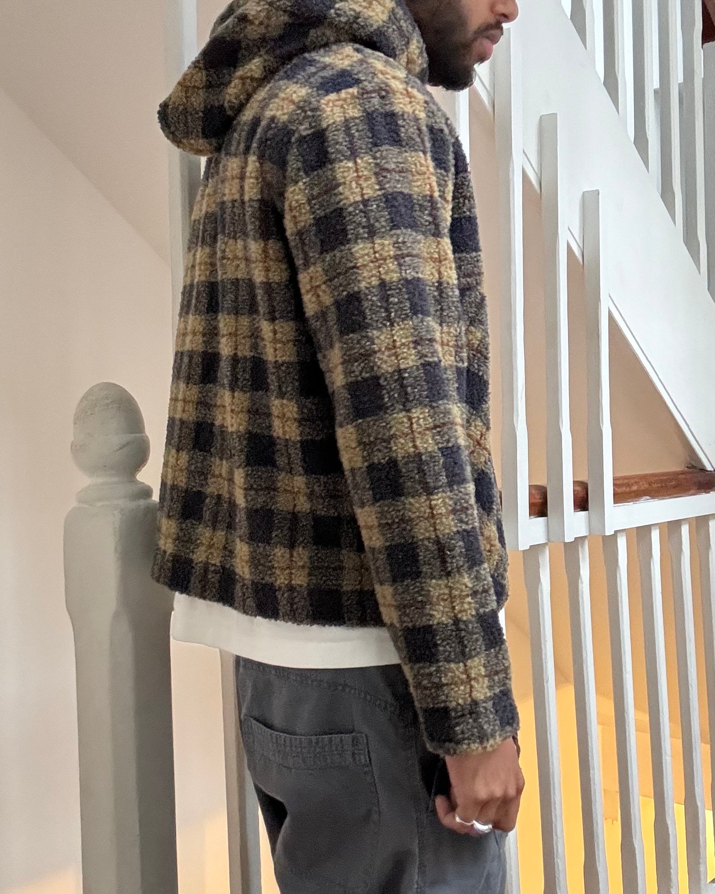 Plaid Fleece Zip Up Jacket (~S~)