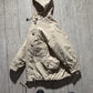 90s Beige Asymmetrical Quilted Beige Parka Jacket (~M~)