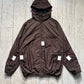 2000s Fleece Lined Asymmetrical Panelled Multi Pocket Brown Jacket (~XL~)