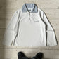 White / Grey Contrast Collar Quarter Zip Fleece Jumper (M~L)