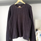 90s Dual Gauge Striped Washed Black Knit Jumper (M~L)