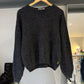 90s Grey Striped  Boxy Knit  Jumper  (~M~)