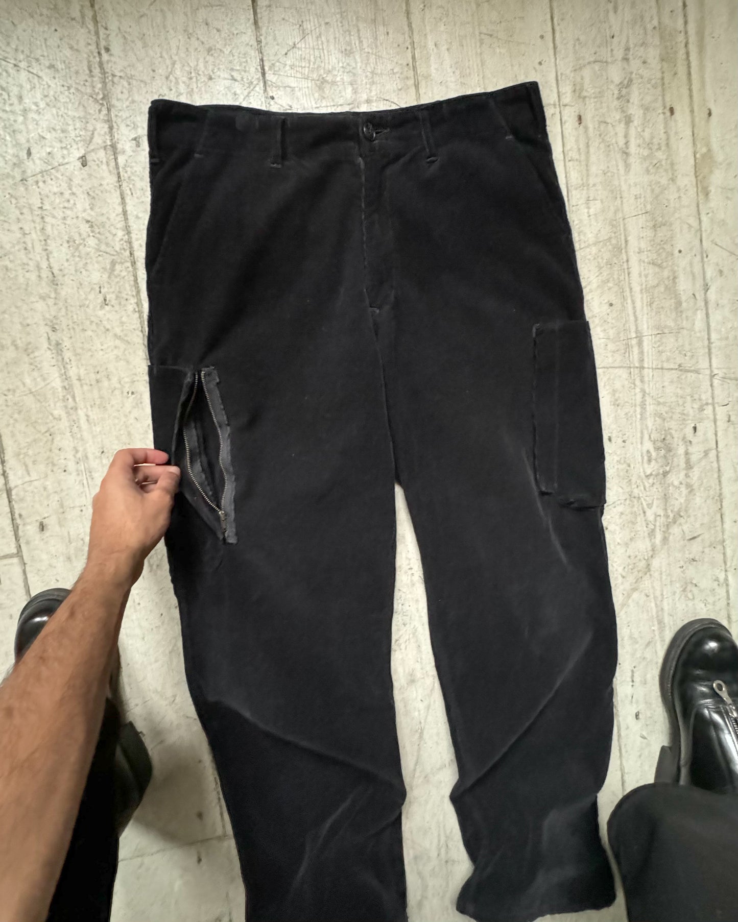 Black Corduroy Cargo Pocket Pants  (32~34)