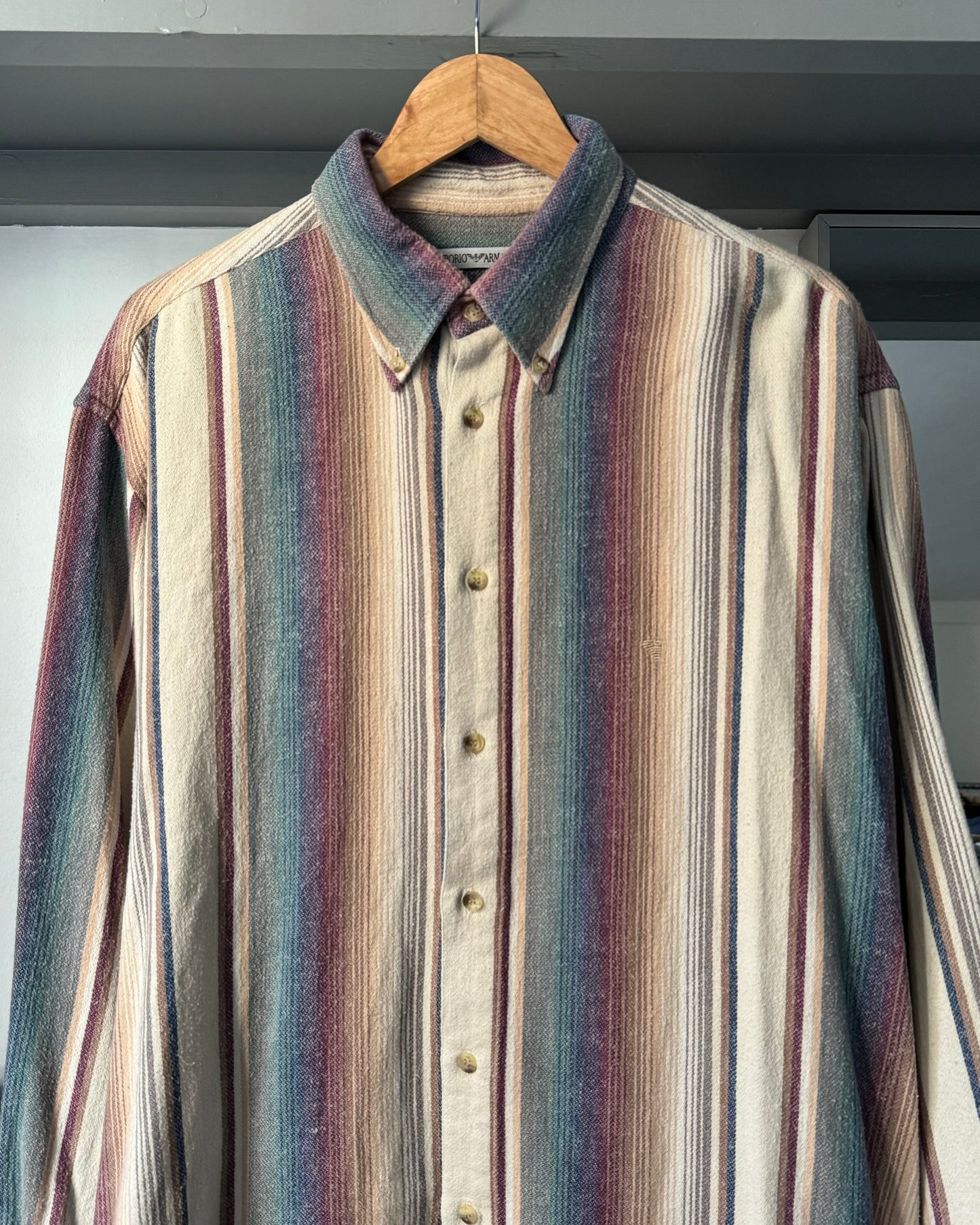 90s Multitone Striped Longsleeve Woven Shirt  (~XL~)