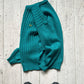 80s Vivid Teal Cable Knit Front Jumper  (~M~)