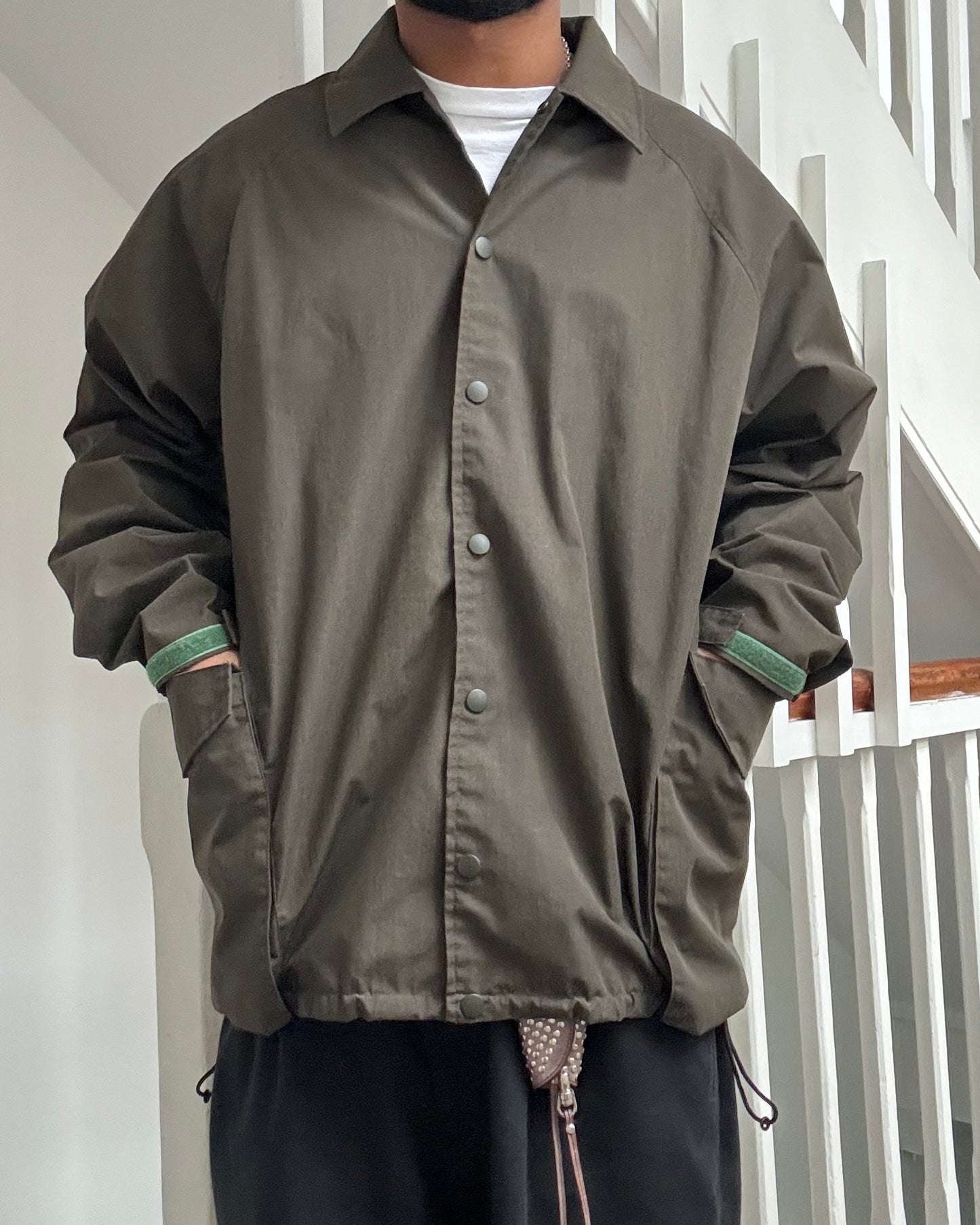 Early 2000s Olive Green Cargo Multi Pocket Coach Jacket (~L~)