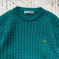 80s Vivid Teal Cable Knit Front Jumper  (~M~)