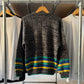 80s Abstract Noisy Grey / Striped Knit Jumper (M~L)