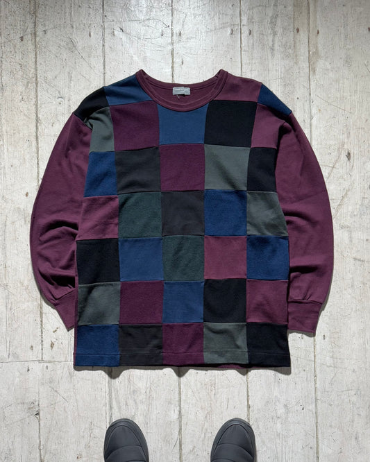 1997 Maroon / Blue Black Patchwork Style Front Top(M~L)