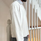 White / Grey Contrast Collar Quarter Zip Fleece Jumper (M~L)