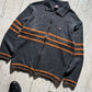 Early 2000s Grey Orange Striped  Zip Up Knit (~L~)