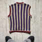 90s Beige Purple Burgundy Vertical Striped Knit Vest (~M~)