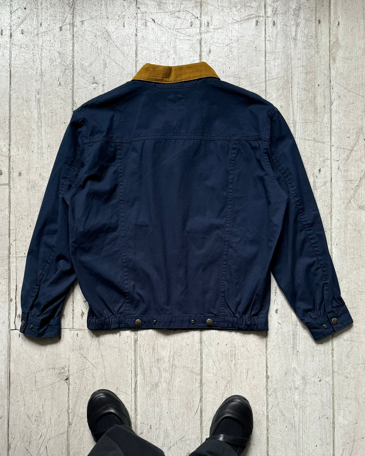 80s Pleated Front Boxy Navy Work Jacket (~L~)