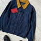 80s Pleated Front Boxy Navy Work Jacket (~L~)