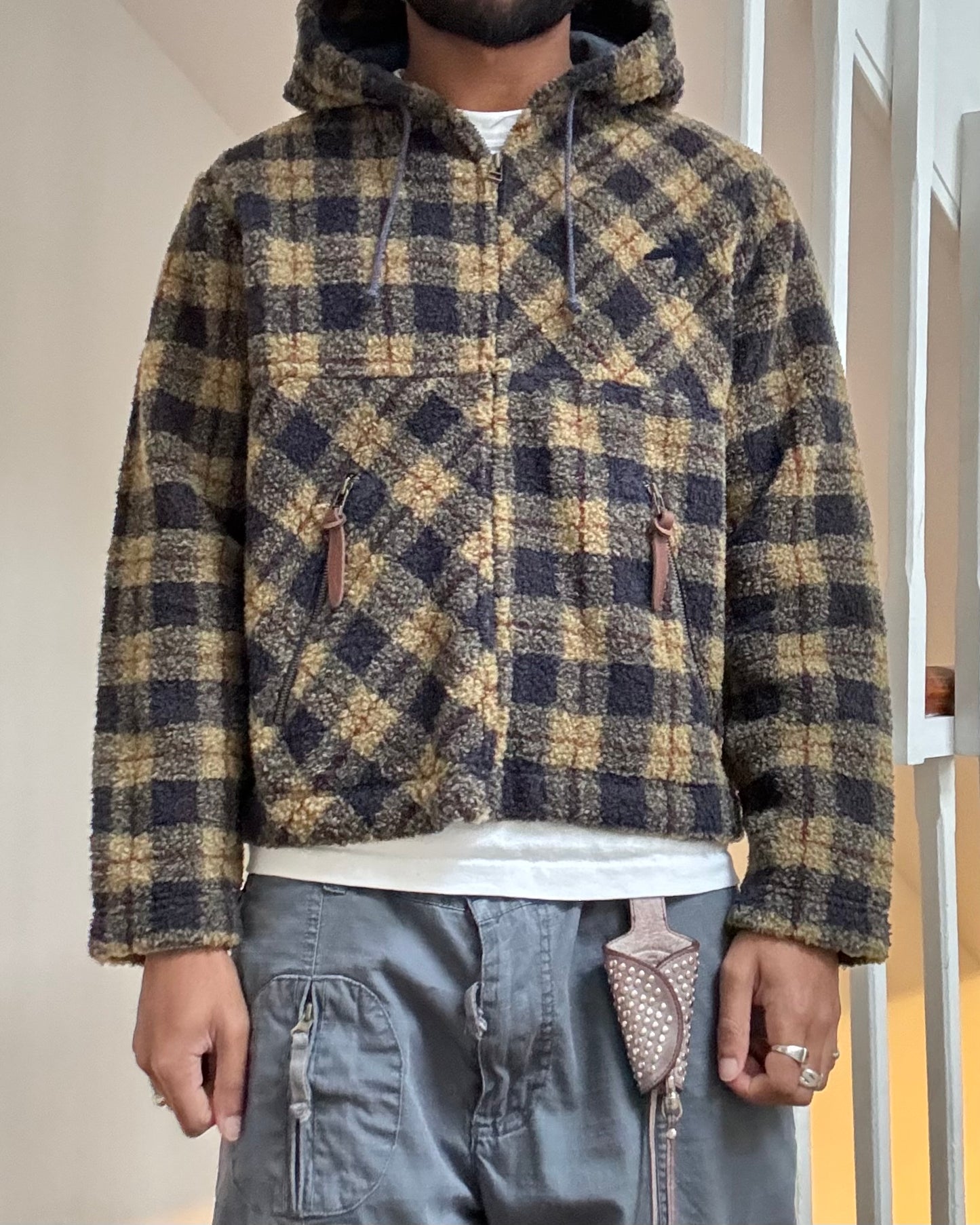 Plaid Fleece Zip Up Jacket (~S~)