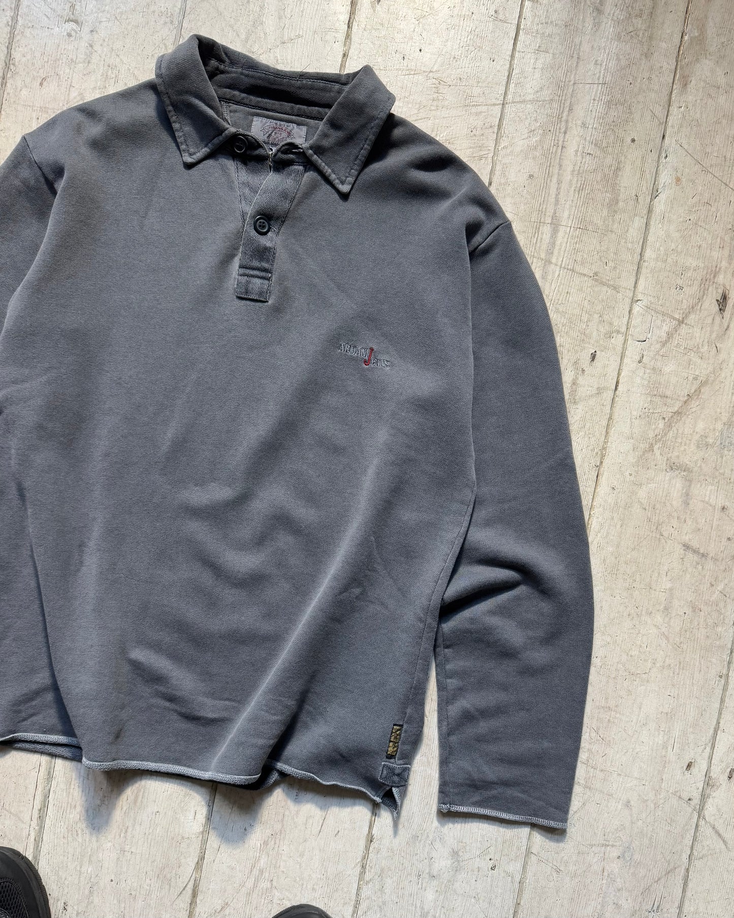 90s Washed Process Grey Rugby / Polo Jumper (~M~)