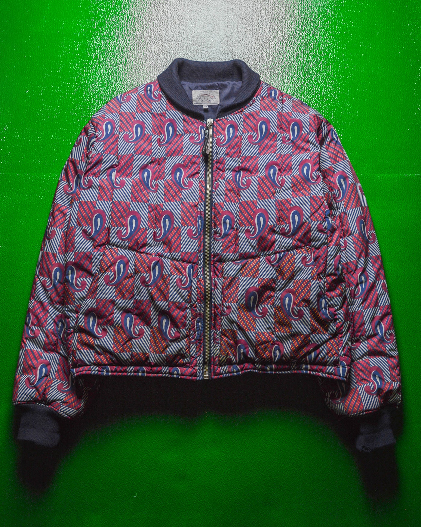 90s Paisley Print Boxy Bomber Jacket (~XL~)