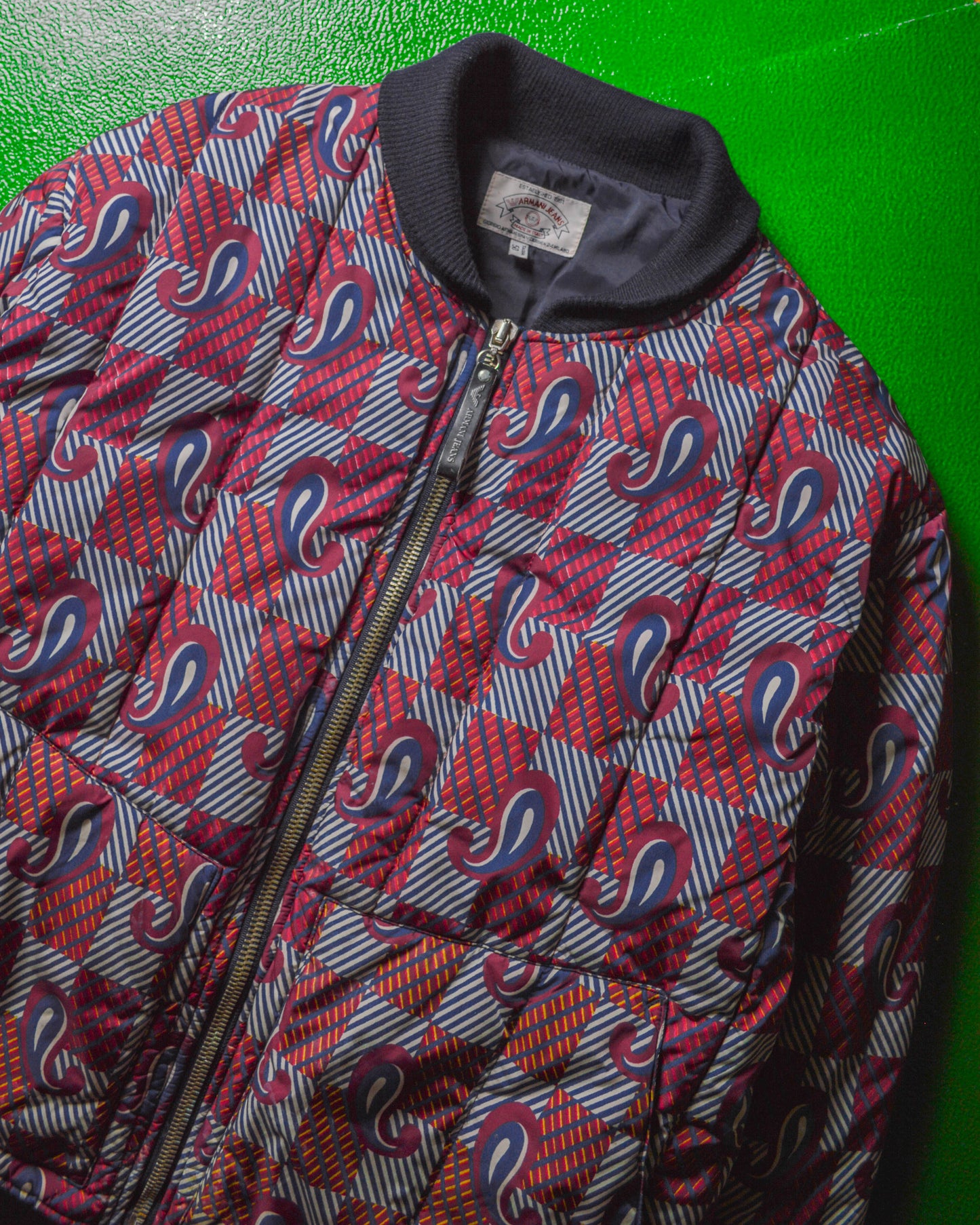 90s Paisley Print Boxy Bomber Jacket (~XL~)