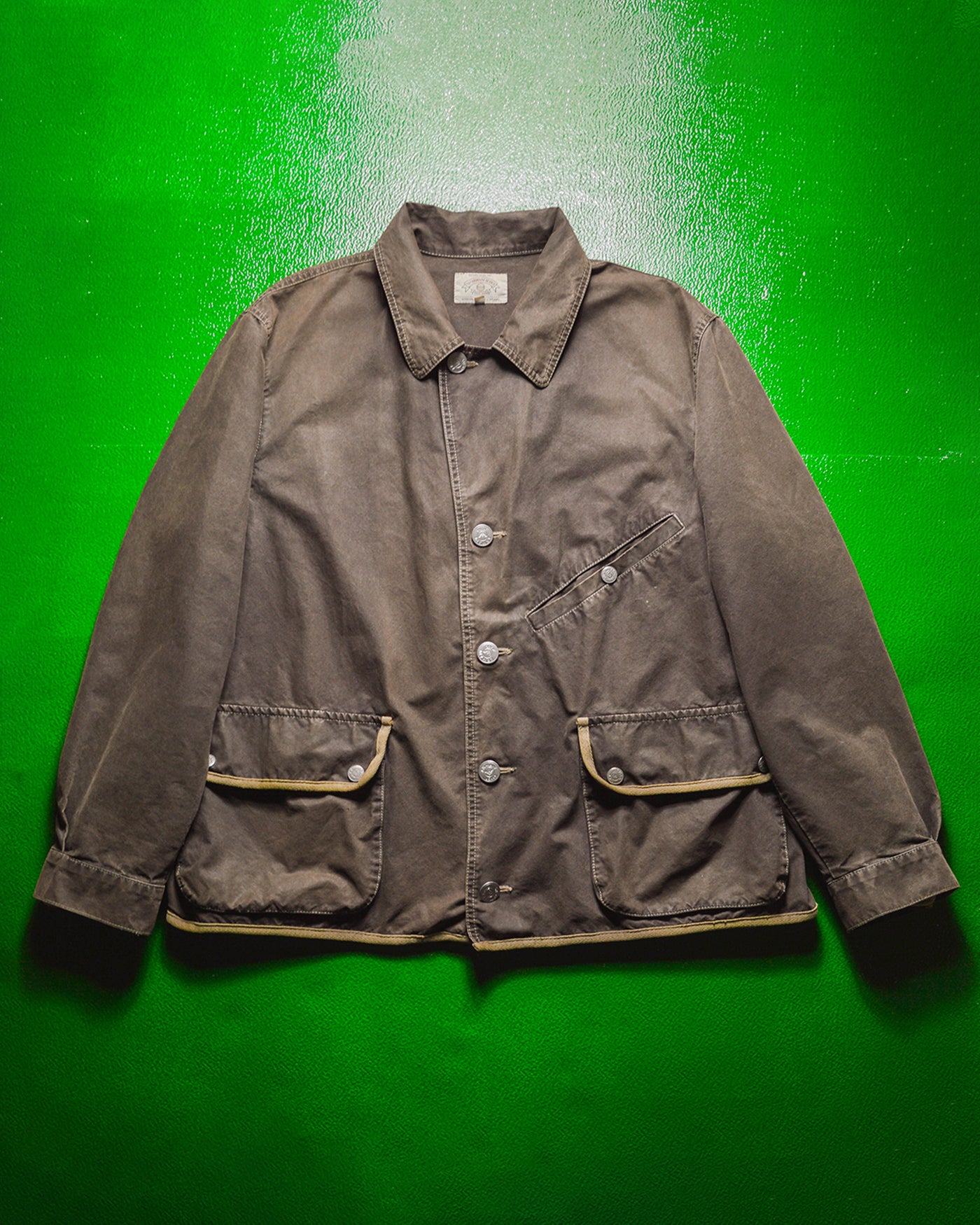 90s Brown Contrast Trim Gusseted Short Work Coat / Jacket (L~XL)