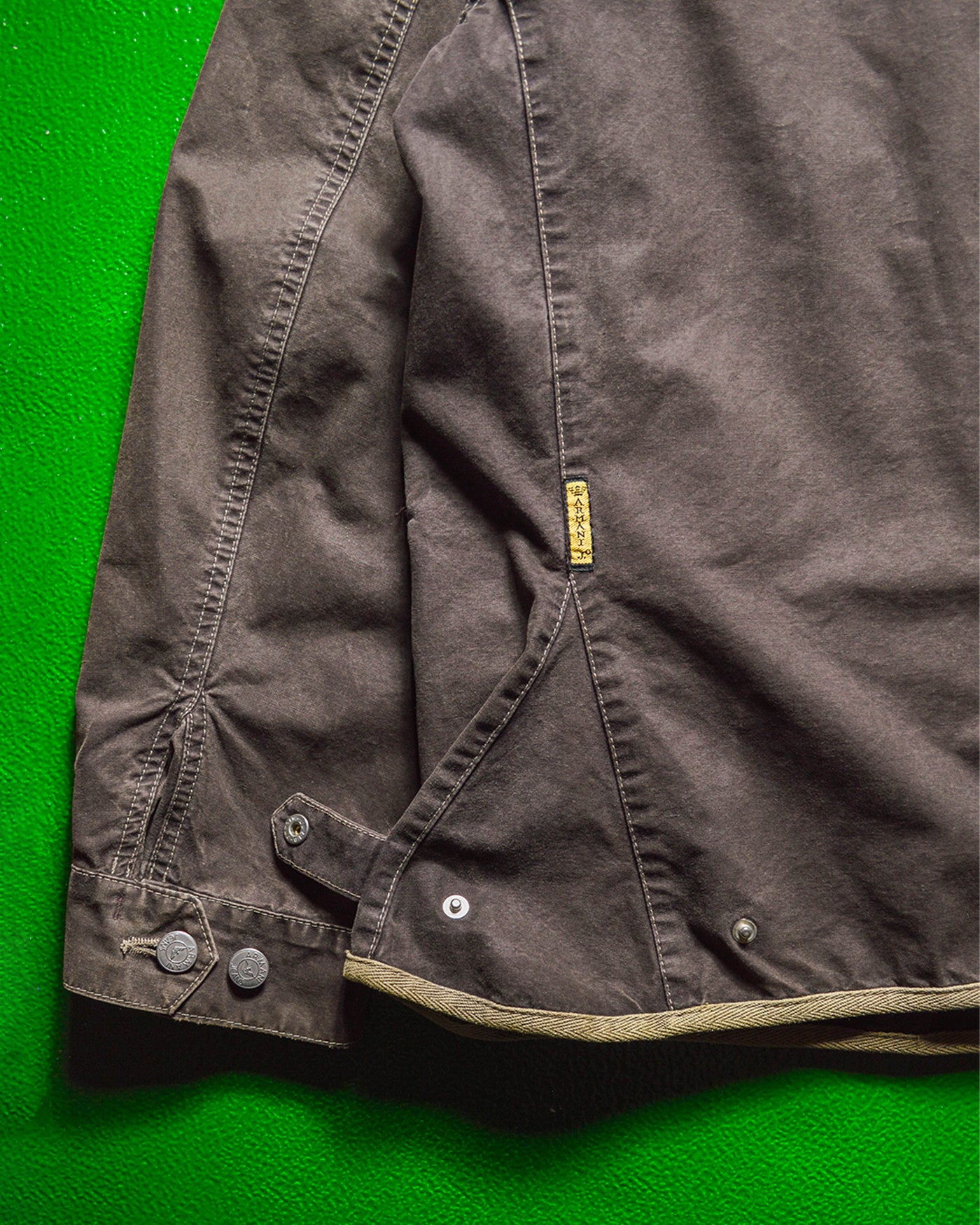 90s Brown Contrast Trim Gusseted Short Work Coat / Jacket (L~XL)