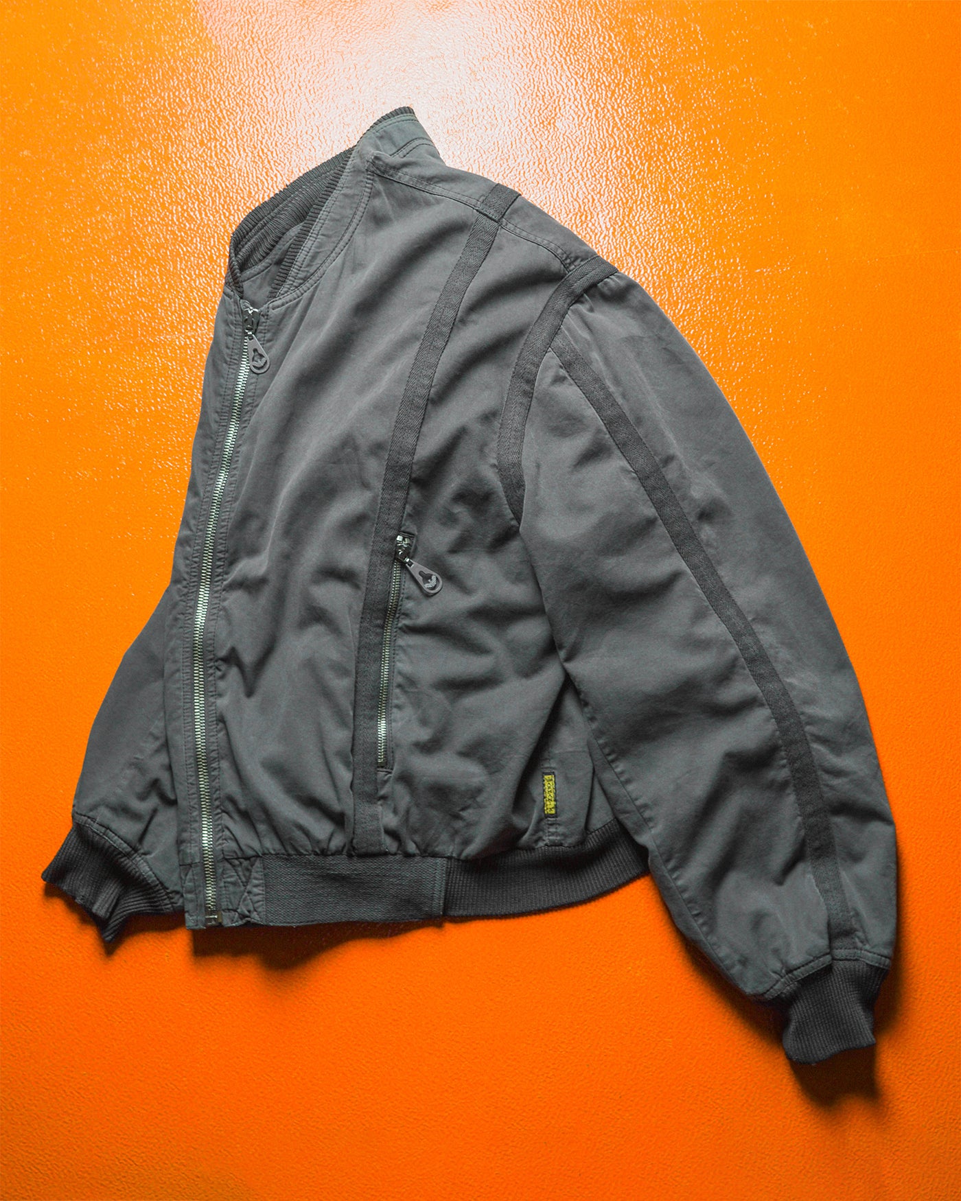 90s Slate Grey Twill Taped Light Cotton Bomber Jacket (~L~)