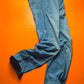 Light Wash Shifted Side Seam Asymmetrical Patch Pocket Jeans (~32~)