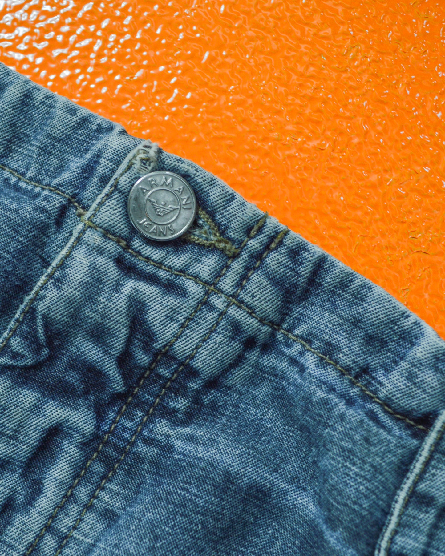 Relaxed Asymmetrical Medium Wash Blue Denim Cargo Pants (~32~)