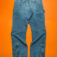 Relaxed Asymmetrical Medium Wash Blue Denim Cargo Pants (~32~)